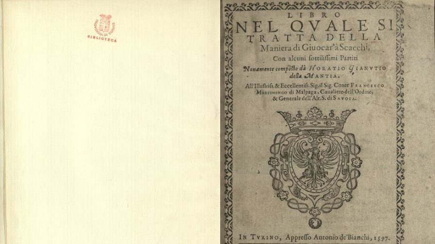 Torino – La curiosità: da oggi è consultabile il più antico manuale degli scacchi, edito a Torino nel 1597. Ecco dove