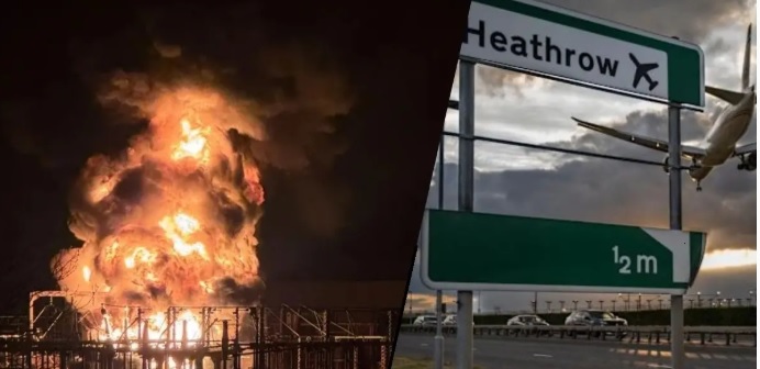Vasto incendio e black-out all’aeroporto di Londra: 1300 aerei cancellati, 16mila abitazioni senza elettricità
