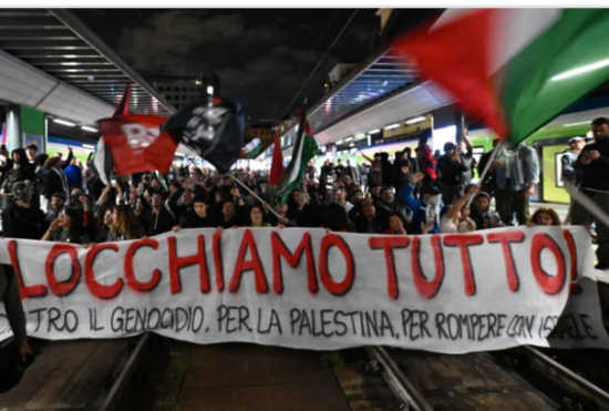 Torino – “Blocchiamo tutto”: ripartono i cortei. Aeroporto Caselle bloccato dai manifestanti Pro Pal